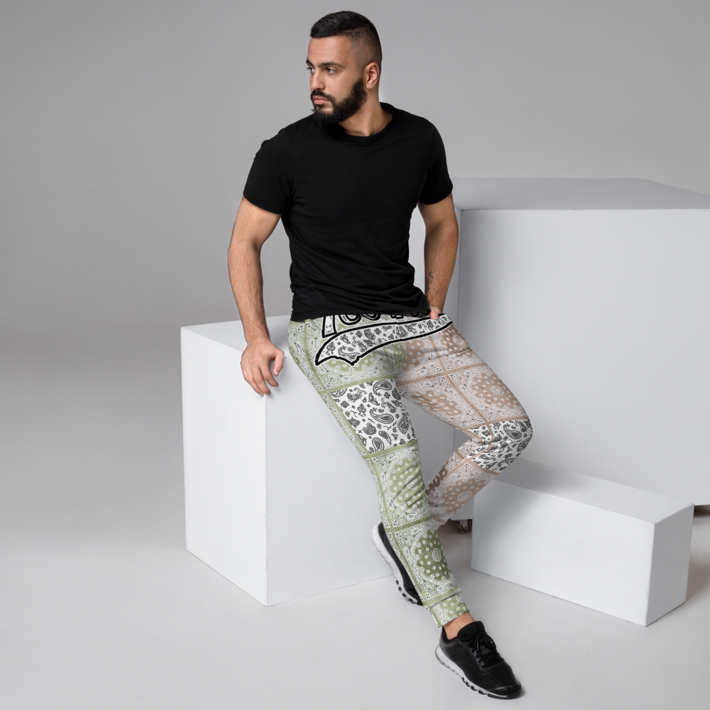 ROYAL ICONIC | Bandana Flag Patchwork Tie Dye Acid Wash Aether Pour Unisex Jogger Sweatpant HueMan Gang Half N' Half Olive Khaki