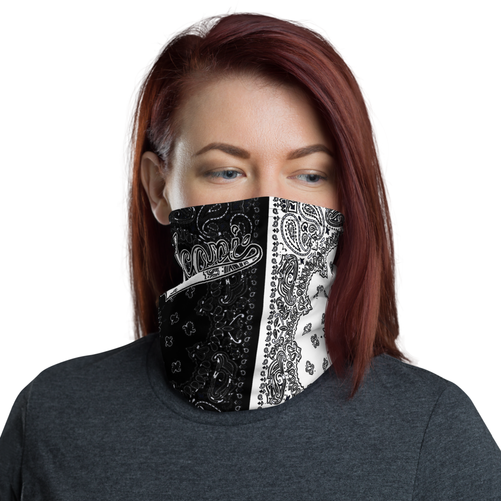 ROYAL ICONIC | Bandana Flag Unisex 3-in-1 Facemask Gaiter HueMan Gang Bold Bad Azz Half N' Half Black N' White