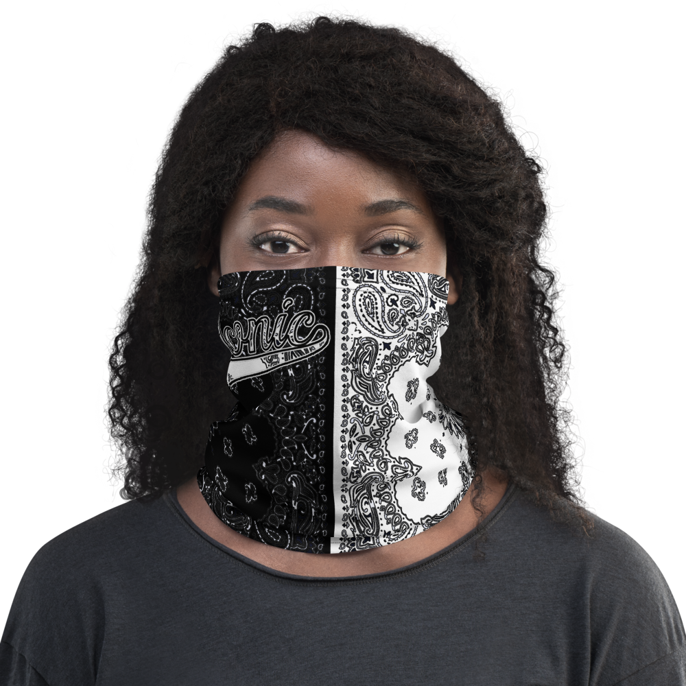 ROYAL ICONIC | Bandana Flag Unisex 3-in-1 Facemask Gaiter HueMan Gang Bold Bad Azz Half N' Half Black N' White