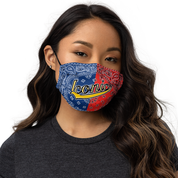 ROYAL ICONIC | Bandana Flag Carousel Americana 2-Layer Face Mask | Blue Red Yellow
