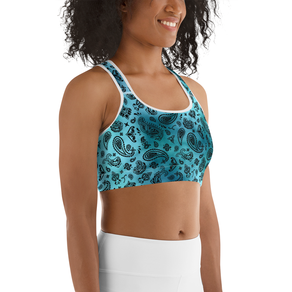 ROYAL ICONIC | OG Candy Bandana Tie Dye Paisley Cloud Dye Sports Bra Sky Blue