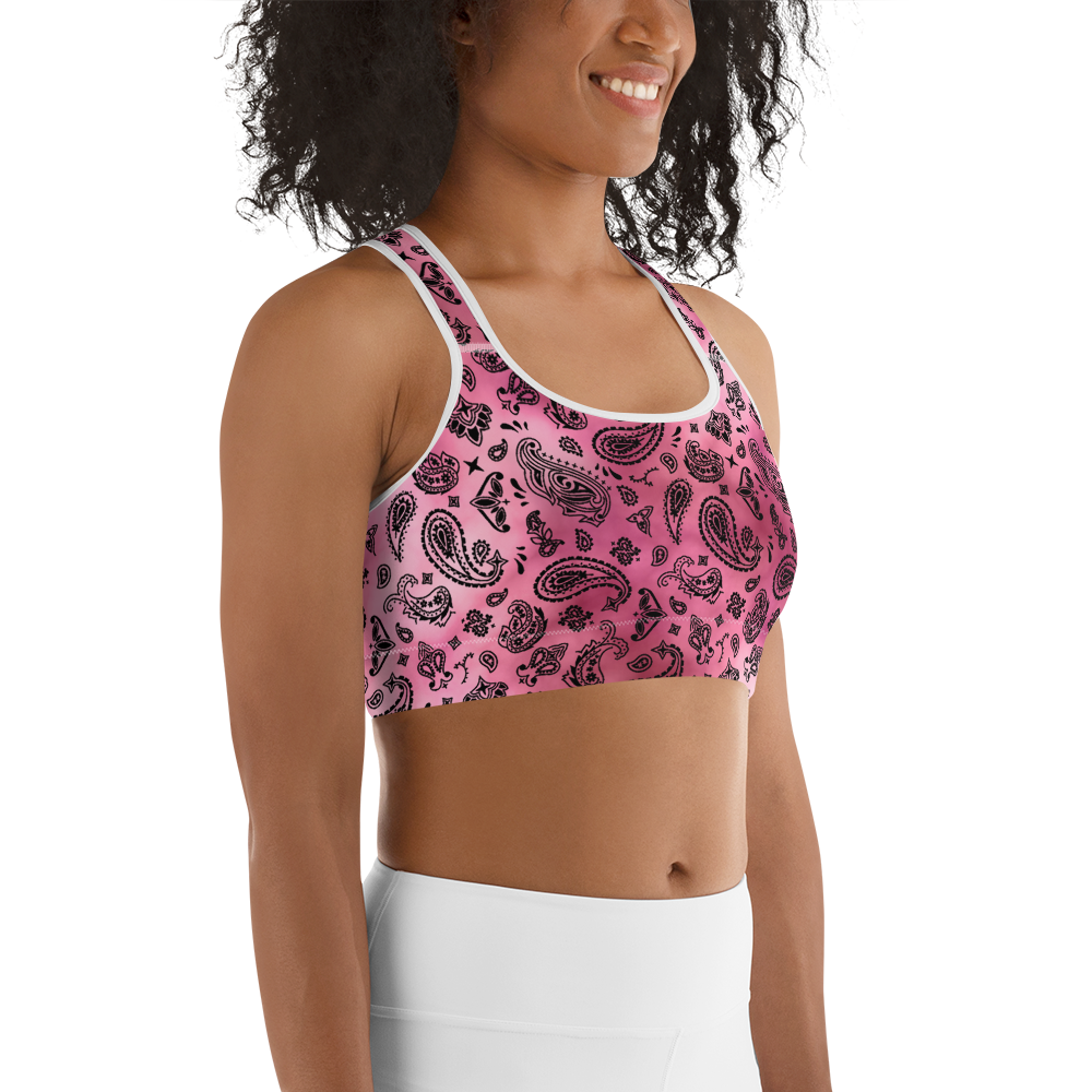 ROYAL ICONIC | OG Candy Bandana Tie Dye Paisley Cloud Dye Sports Bra Millennial Pretty In Pink