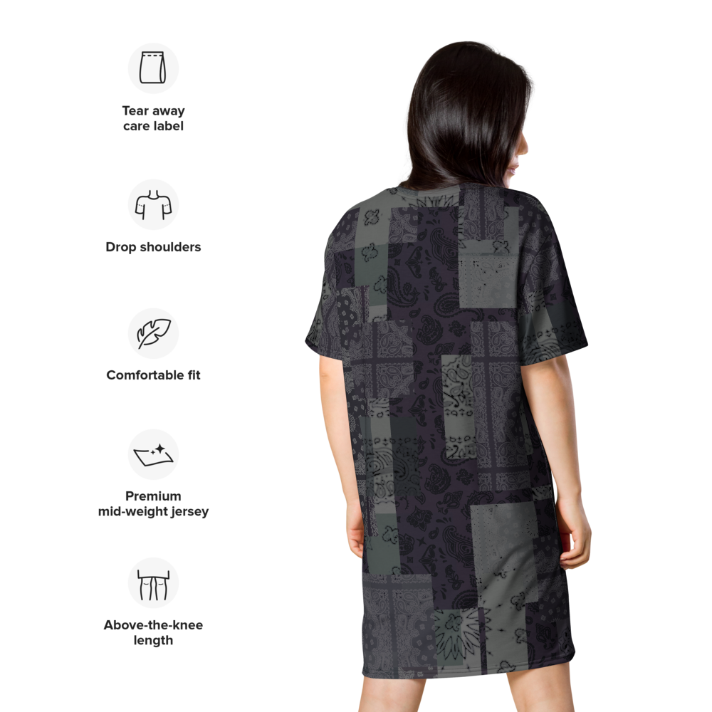 ROYAL ICONIC. | Patchwork Bandana Flag High End Modern Urban MuuMuu Tshirt Dress Custom Design #9