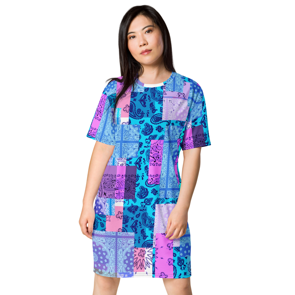 ROYAL ICONIC. | Patchwork Bandana Flag High End Modern Urban MuuMuu Tshirt Dress Custom Design #4