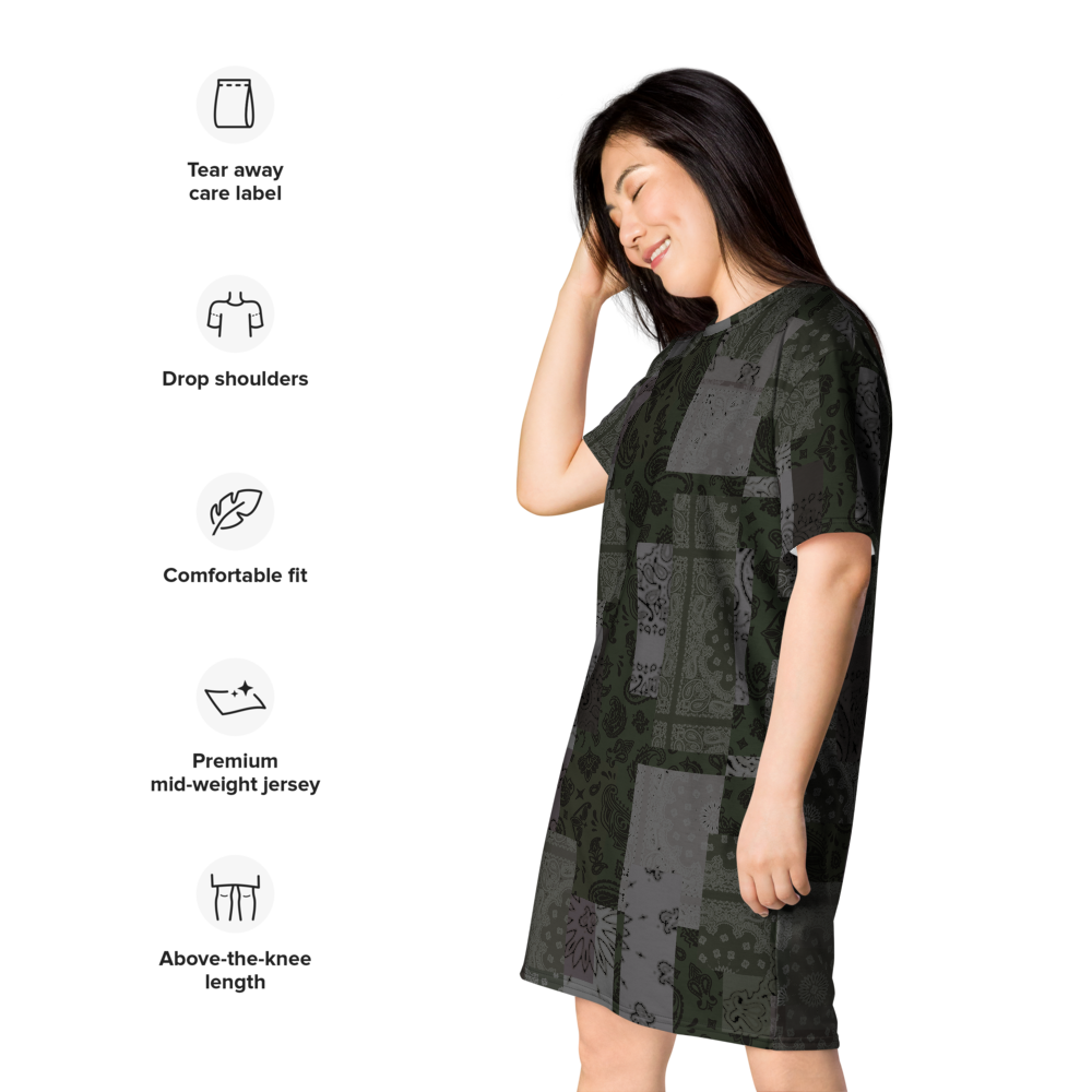 ROYAL ICONIC. | Patchwork Bandana Flag High End Modern Urban MuuMuu Tshirt Dress Custom Design #10