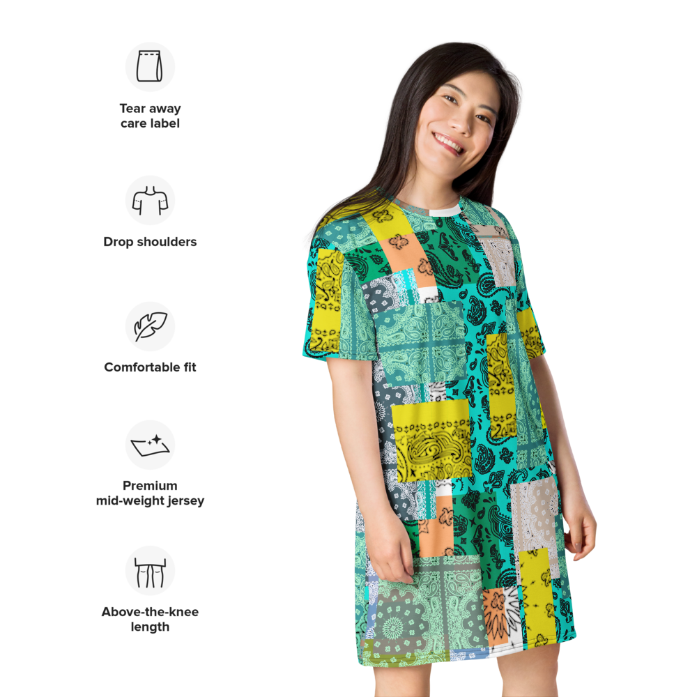 ROYAL ICONIC. | Patchwork Bandana Flag High End Modern Urban MuuMuu Tshirt Dress Custom Design #1