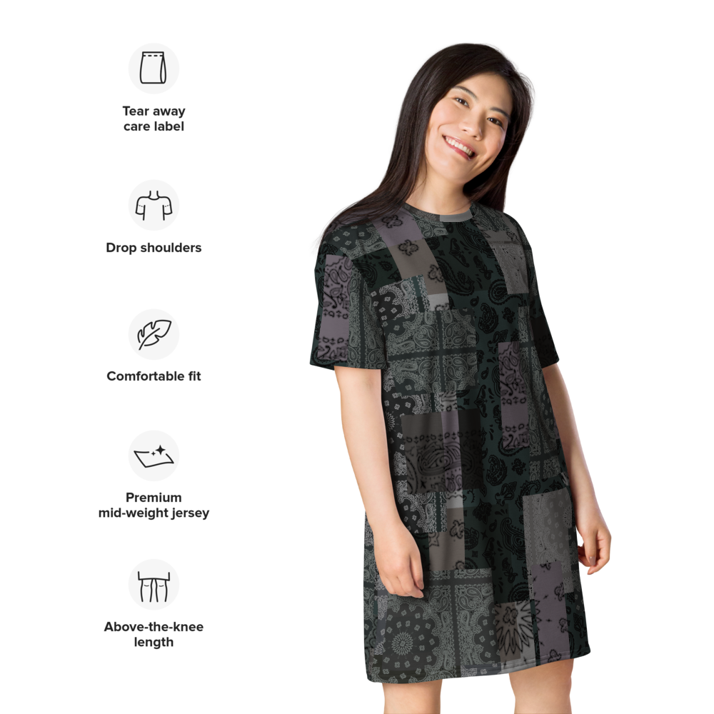 ROYAL ICONIC. | Patchwork Bandana Flag High End Modern Urban MuuMuu Tshirt Dress Custom Design #6