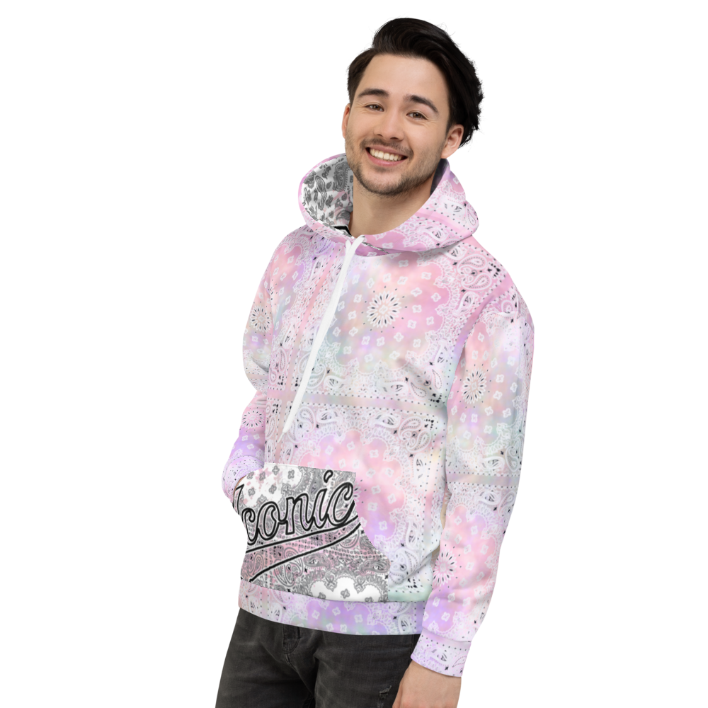 ROYAL ICONIC | Bandana Flag Tie Dye Acid Wash Aether Pour Unisex Hoodie HueMan Gang Color Cloud 1 Abstract Pink