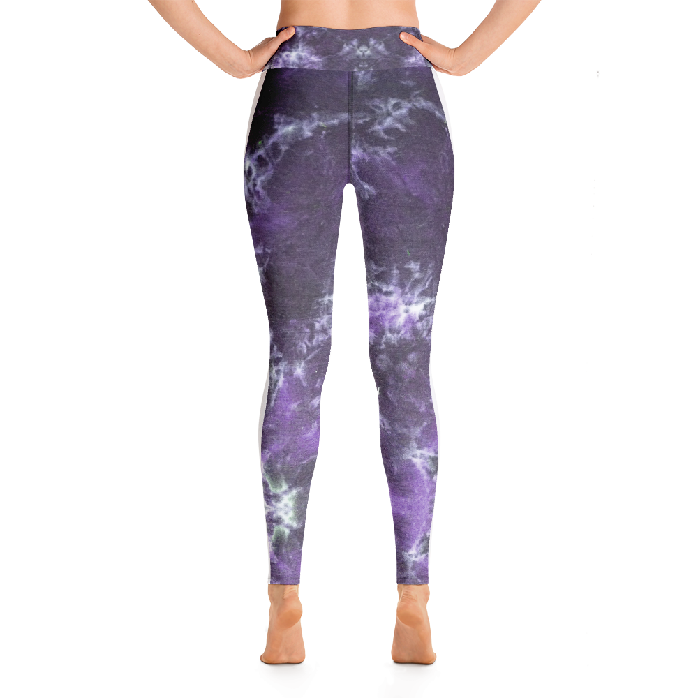 CRXWN | Royal Urban Resort | Trippy Drippy Bleach Acid Wash with Malibu Stripe Yoga Leggings CMFT PSG Royal Purple Acid Wash