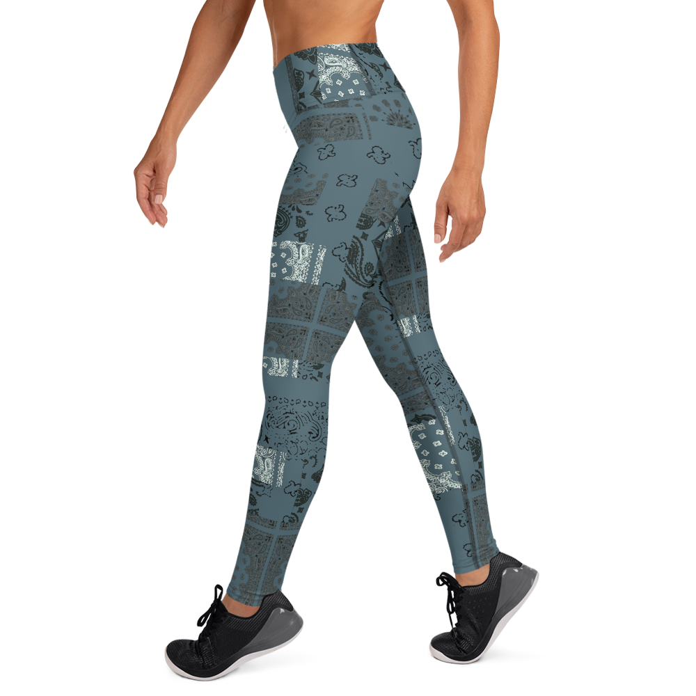 ROYAL ICONIC. | Patchwork Bandana Yoga Leggings Cool Metal Blue