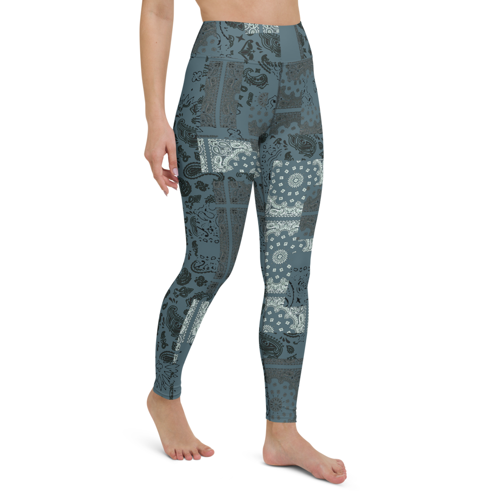 ROYAL ICONIC. | Patchwork Bandana Yoga Leggings Cool Metal Blue