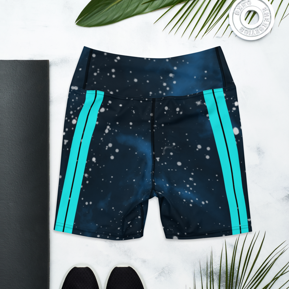 ROYAL ICONIC | Acid Wash Bleach Dye Galaxy Tie Dye Biking Shorts Malibu Side Stripe BLUE & Teal