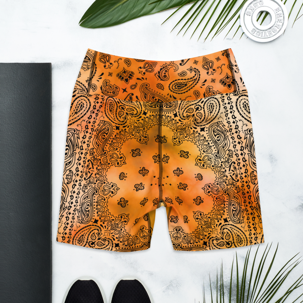 ROYAL ICONIC | OG Candy Bandana Tie Dye Paisley Cloud Dye Biking Shorts Set Gold Sienna Orange