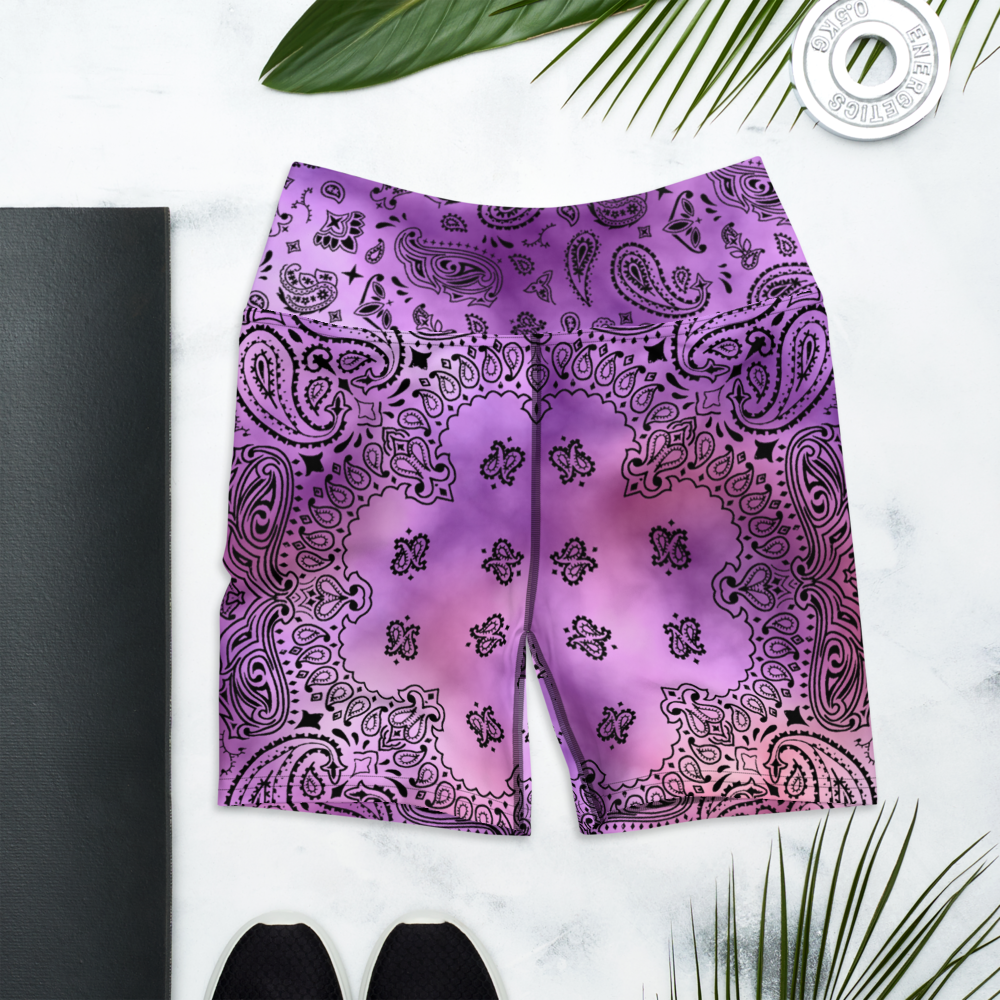 ROYAL ICONIC | OG Candy Bandana Tie Dye Paisley Cloud Dye Biking Shorts Set Purple Haze