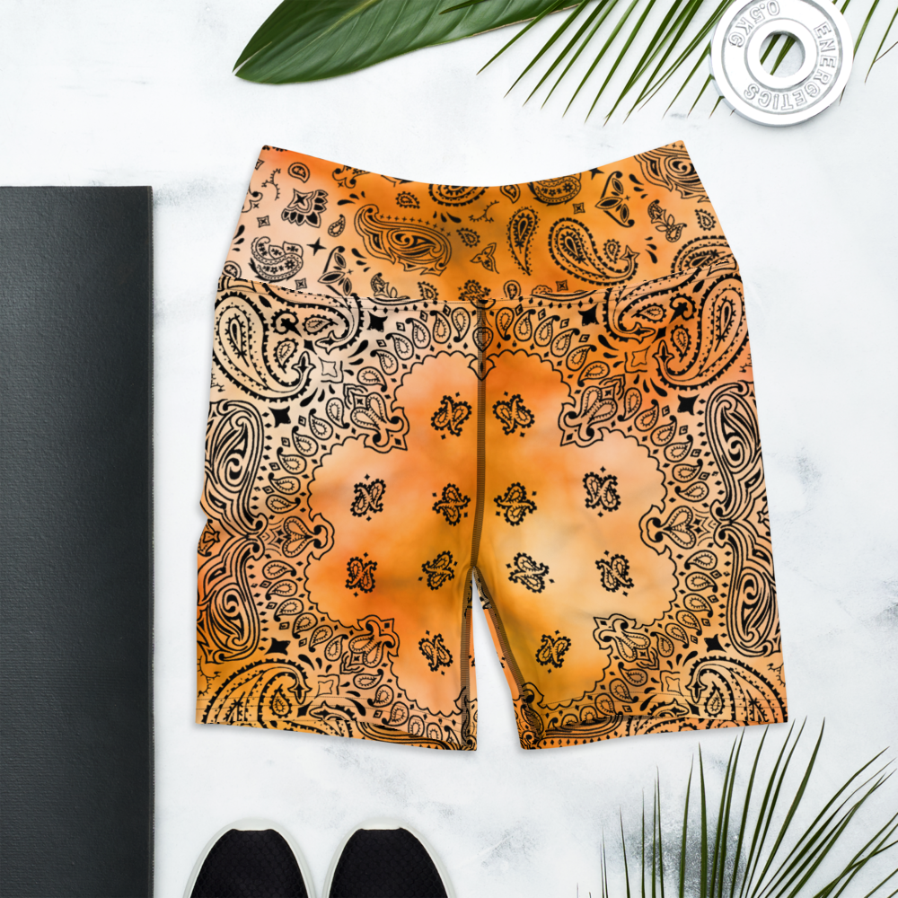 ROYAL ICONIC | OG Candy Bandana Tie Dye Paisley Cloud Dye Biking Shorts Set Gold Sienna Orange
