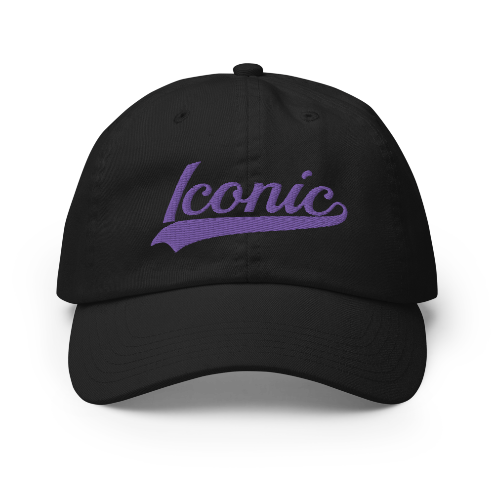 CHAMPION + ROYAL ICONIC. | Embroidered Logo Unisex Classic Cap Dad Hat Mom Cap Black w/ Purple Hendrixx Thread Retro Baseball Logo