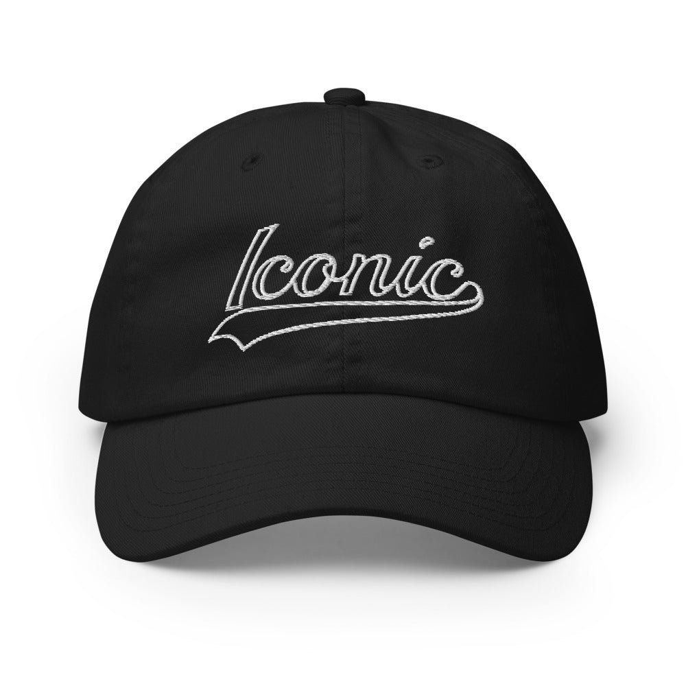 CHAMPION + ROYAL ICONIC. | Retro Embroidered Logo Unisex Classic Cap Dad Hat Mom Cap Black w/ Grey Classic Baseball Logo White Logo Option