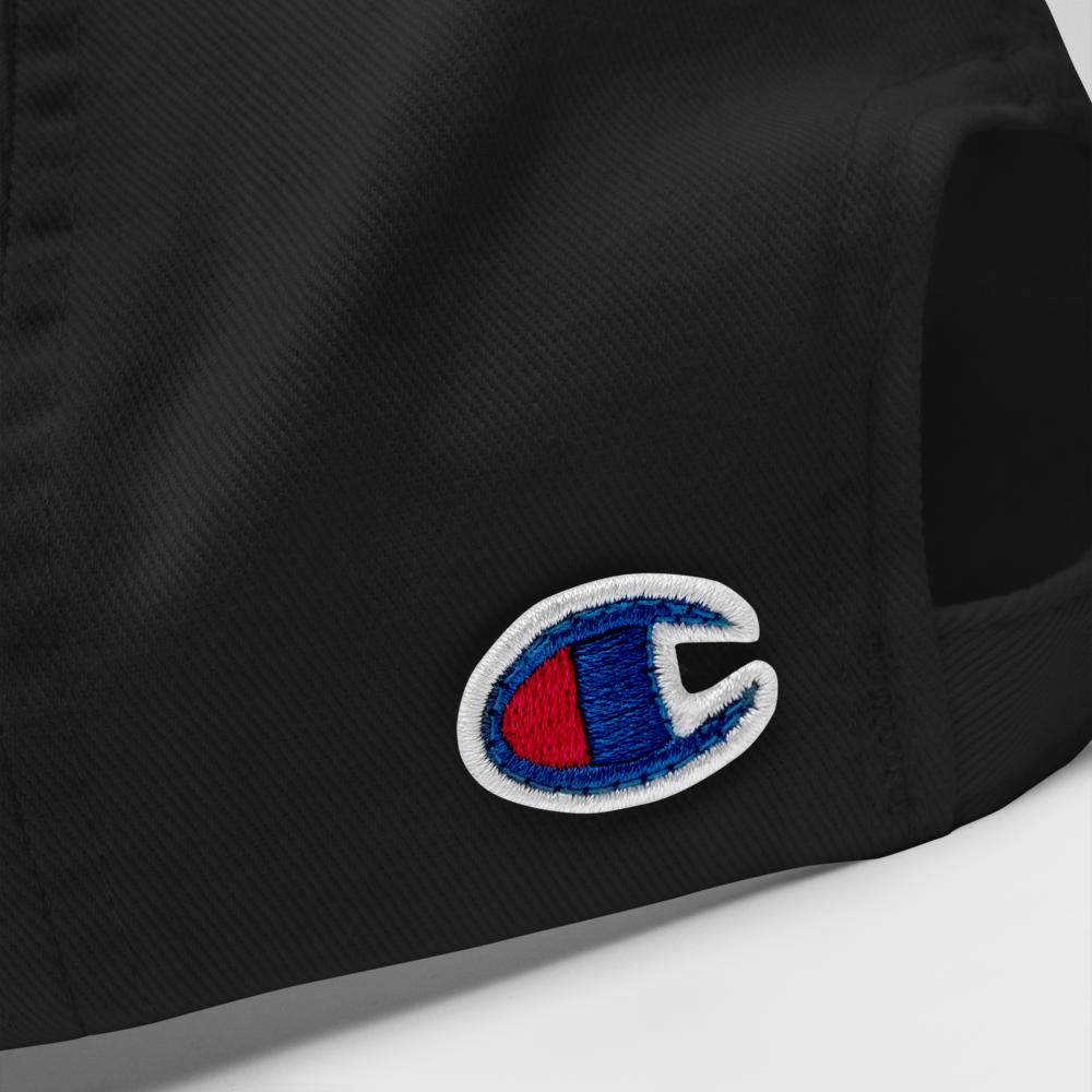 CHAMPION + ROYAL ICONIC. | Embroidered Logo Unisex Classic Cap Dad Hat Mom Cap Black w/ Royal Blue Thread