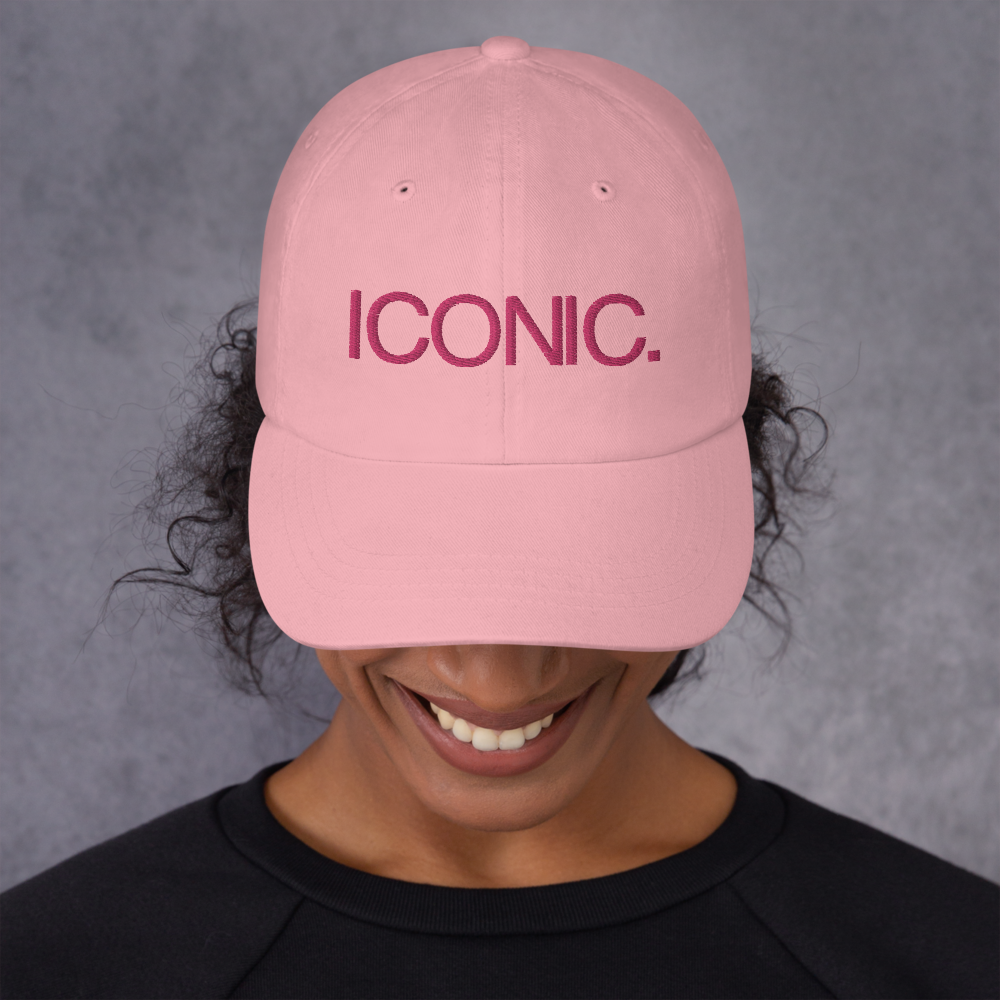ROYAL ICONIC. | Embroidered Logo Unisex Classic Cap Dad Hat Mom Cap Candy Pink w/ Flamingo Thread