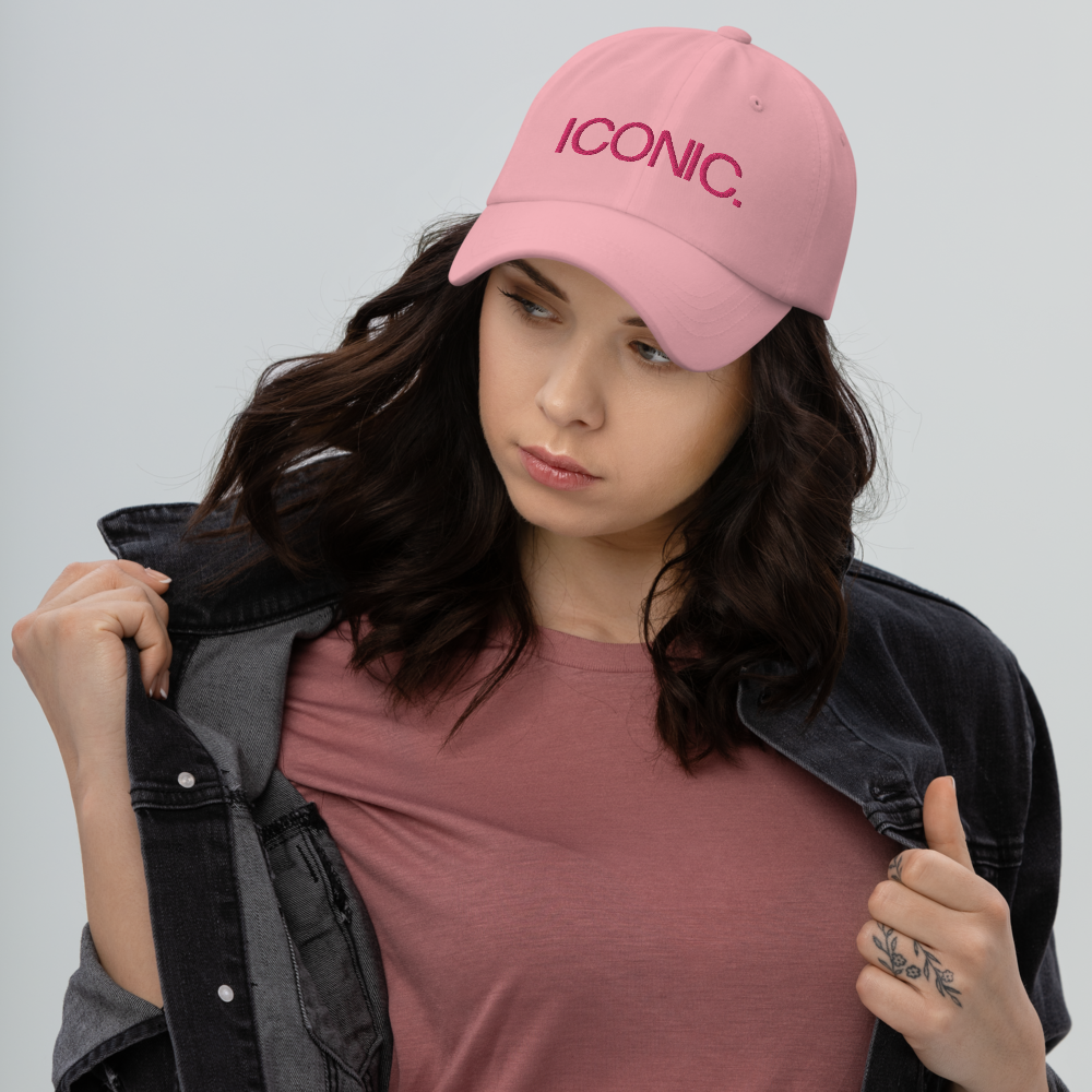 ROYAL ICONIC. | Embroidered Logo Unisex Classic Cap Dad Hat Mom Cap Candy Pink w/ Flamingo Thread