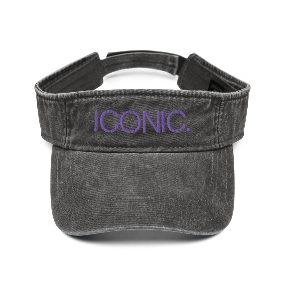 ROYAL ICONIC. | Embroidered Logo Unisex Visor Denim Grey w/ Purple Thread