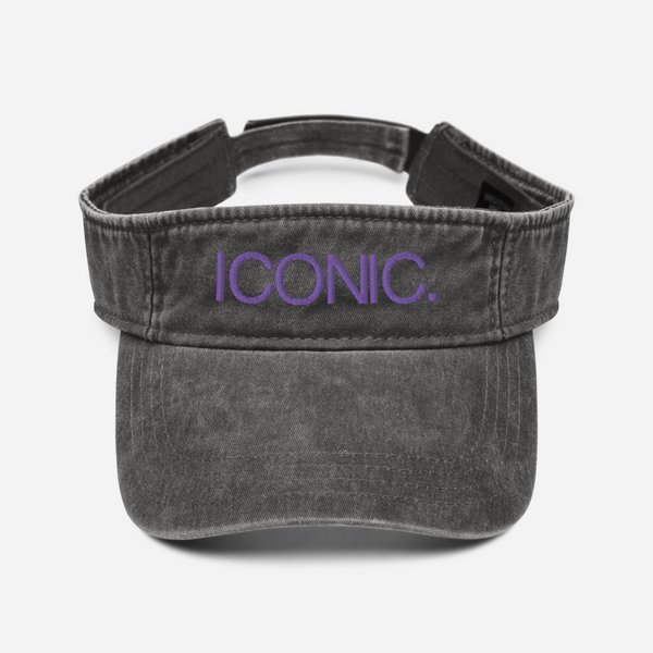 ROYAL ICONIC. | Embroidered Logo Unisex Visor Denim Grey w/ Purple Thread
