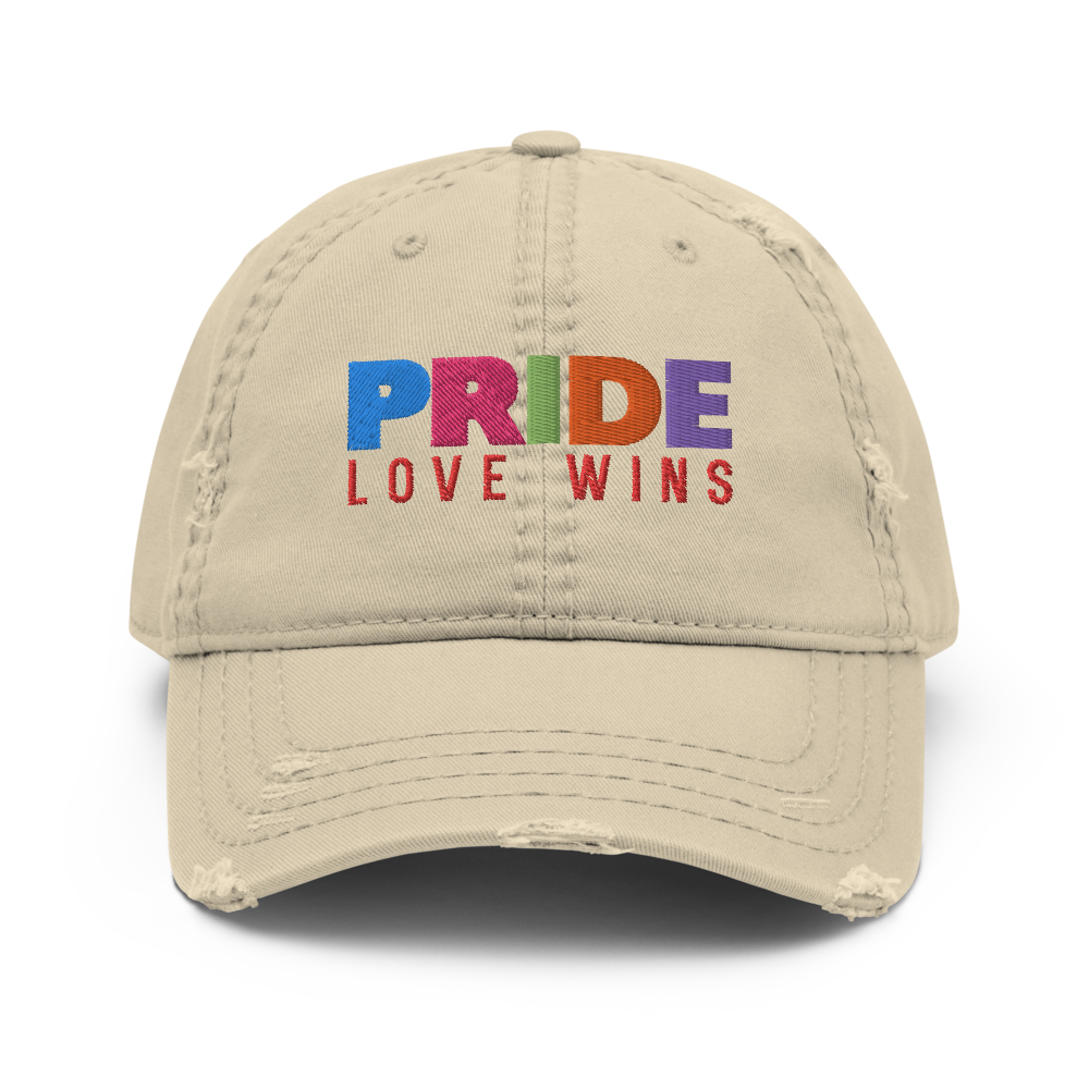 FEMME Univ | LGBTQIA Plus PRIDE Love Wins Distress Cap 3 Varieties