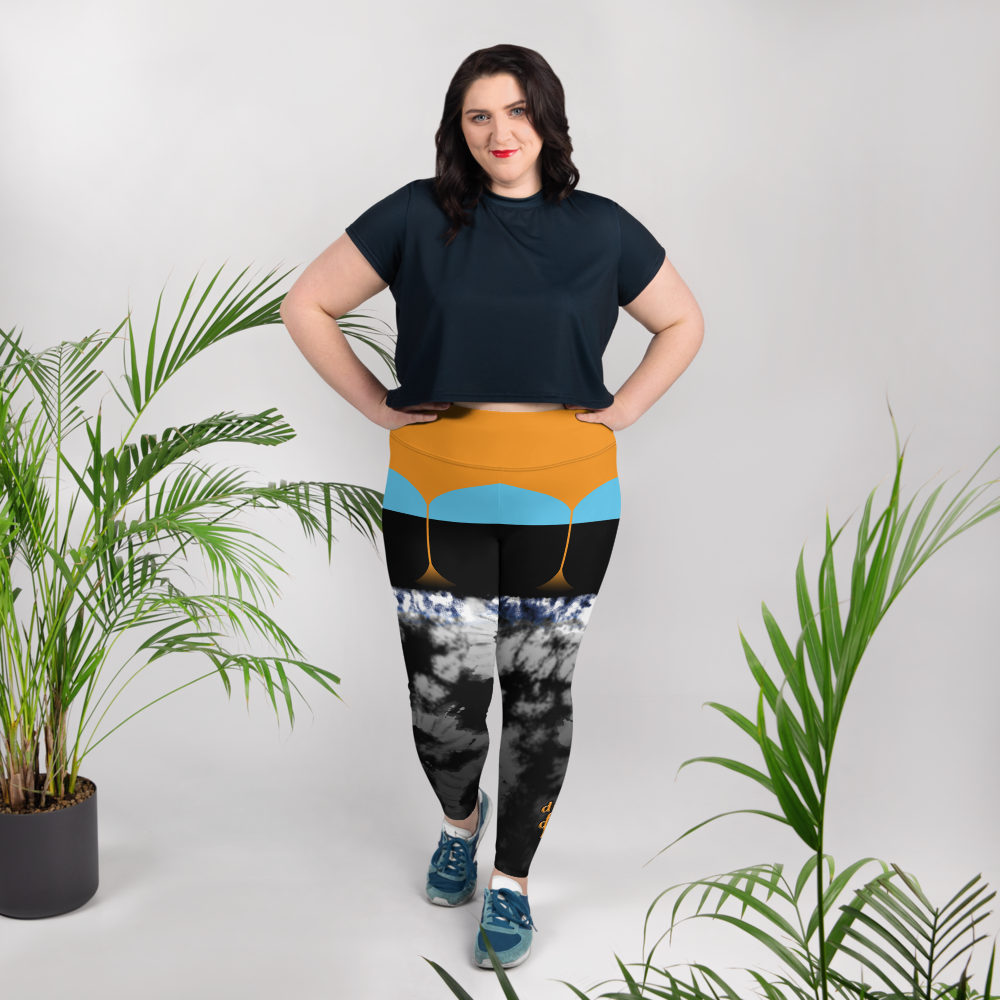 CRXWN | Drip or Dye 4 Retro Black Cat HER Collection Acid Wash Tye Dye Plus Size Fun Faux Garter Yoga Leggings