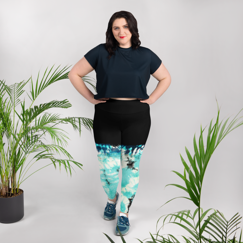 CRXWN | Drip Or Dye Max 90 Recraft Hyper Tourquoise HER Collection Tye Dye Plus Size Yoga Leggings