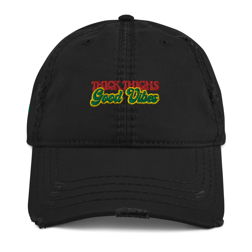ROYAL WEAR | Empower Thick Thighs Good Vibes Trippy Super Retro Distressed  Afro Tings Dad Cap
